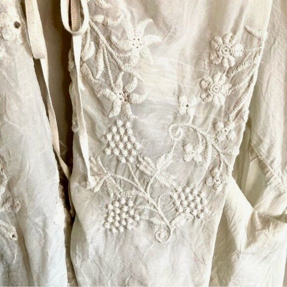 Johnny Was Motley Intricate Tonal Embroidered Kimono Jacket Cream Size M - L - Picture 8 of 16